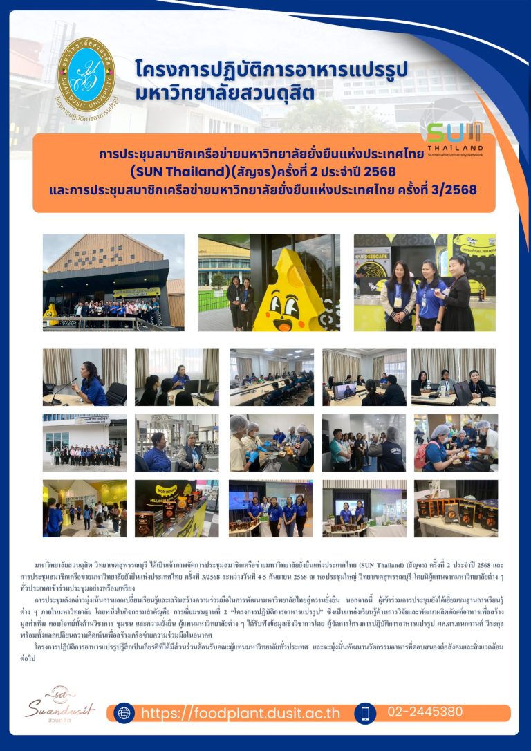 การประชุมสมาชิกเครือข่ายมหาวิทยาลัยยั่งยืนแห่งประเทศไทย(SUN Thailand)(สัญจร)ครั้งที่ 2 ประจำปี 2568และการประชุมสมาชิกเครือข่ายมหาวิทยาลัยยั่งยืนแห่งประเทศไทย ครั้งที่ 3/2568